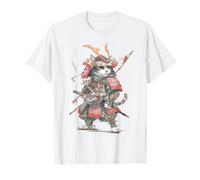 Japanese Art Cat Ninja Ukiyo-e Anime Style Samurai Cat T-Shirt