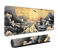 Japanese Art Design 900x400 Mouse Mat Smooth Gliding PC Mousepad Washable Surface Firm Grip Base for Home Laptop Gamer High Precision Tracking
