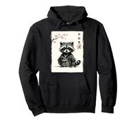 Japanese Art Kawaii Samurai Sakura Funny Raccoon Pullover Hoodie