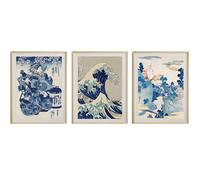 Japanese Art Prints Set, 3-Piece Gallery Wall Collection, Hokusai Great Wave, Traditional Ukiyo-e Style, Unframed (A3-29.7 x 42.0cm)