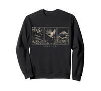 Japanese Art Sakura Crane Fuji Pagoda Zen Nature Sweatshirt