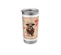 Japanese Art Samurai Teddy Bear Sumi-e Vintage Aesthetic Stainless Steel Insulated Tumbler