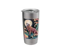 Japanese Art Wolf Howling Moon Wolves Stainless Steel Insulated Tumbler