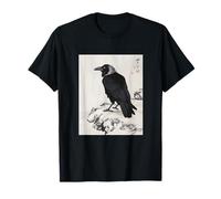 Japanese Art Woodblock Crow / Raven Vintage Japanese Bird T-Shirt