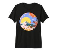 Japanese Asia Sakura Blossom & Mount Fuji Premium T-Shirt