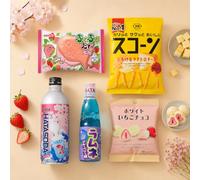 Japanese Assorted Snack Hamper Drinks & Treats Variety Pack(5 Items) (Hata Soda Lychee(500ml)&Blueberry(200ml)+Meito Straw Choco+Yuuka Straw Choco+Koikeya Cheese)