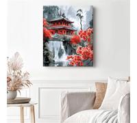 Japanese Attic Flowers Paint by Number for Adults,with Framed DIY Oil Painting Kits on Canvas with Paint Brushes and Acrylic Pigment Art Painting for Home Decor Gift 50x65 cm
