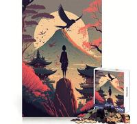 Japanese Autumn Raven 1000 Pieces Puzzles for Teenagers Reason Skill Creative Play Enjoyable Challenge Furniture Decor (50x75cm)