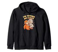 Japanese Baby Monkey Animal Trending Meme Im Trying My Best Zip Hoodie