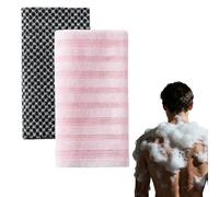 Japanese Back Scrub, 2 Pack e-xfoliating Shower Towel, Multifunctional Extended Body Scrub, Loofah Towel for Dead Skin Removal Cleaning Massaging Lathering Elderly Adults All Skin Men Women