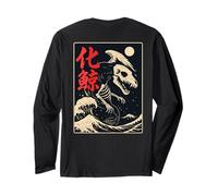 Japanese Bakekujira Ghost Whale Yokai Skeleton Art Back Long Sleeve T-Shirt