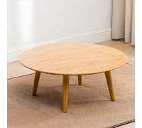Japanese Bamboo Coffee Table Round Scandinavian Design 4 Legs Natural Color Wooden for Sitting Small Low Table Ideal for Learning and Relaxation 80 cm