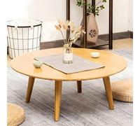 Japanese Bamboo Coffee Table Round Scandinavian Style 4 Legs Natural Color Low Small Table with Wooden for Seating - Perfect for Learning and Relaxation (70cm)