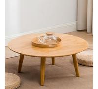 Japanese Bamboo Coffee Table Round Scandinavian Style Natural Wood 4 Legs Low Small Table with Ideal for Sitting Natural Color Perfect for Learning and Relaxation