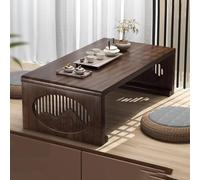 Japanese Bamboo Folding Coffee Table Solid Wood Low Table for Living Room & Tea Room Smooth Edges Tea Table Walnut Finish Compact Design (31.4"x18.5"x11.8")