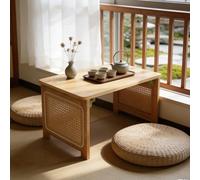 Japanese Bamboo Folding Floor Table Low Rectangular Tea Table for& Meditation Compact Living Room Table Easy Storage 39.5" x 18.9" x 14.1"