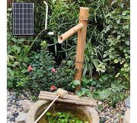 Japanese Bamboo Solar Fountain, Feng Shui Zen Water Feature with Water Filter and 2m Tube for Garden