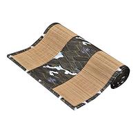 Japanese Bamboo Table Runner with Cloud Sea Design Long Washable Non-Slip Hotel Placemats Durable Table Mat in Blue/Gold Size: 30×240cm