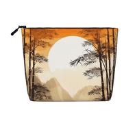 Japanese Bamboo Trees Sun Cosmetic Bag for Women- Portable Travel Organiser, Toiletry Bag with Zip Closure