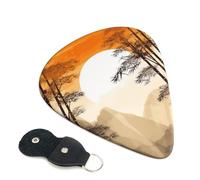 Japanese Bamboo Trees Sun Guitar Picks 6-Pack - Pick Set (0.46mm / 0.71mm / 0.96mm) Suitable For Guitar And Ukulele Playing