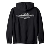 Japanese Battleship Kirishima Blueprint Diagram Zip Hoodie