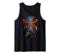 Japanese Black-Cat Dark Aesthetic Cat Rainy Street Scene Tank Top