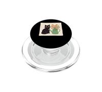 Japanese Black Cat Gardener Planting Flowers Ukiyo-e PopSockets PopGrip for MagSafe