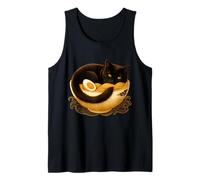 Japanese Black Cat Ramen Bowl Retro Art Illustration Design Tank Top