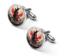 Japanese Black Samurai Mens Classic Cufflinks Custom Shirt Cuff Links Jewelry Accessories for Business Wedding 0.7" 0.8"