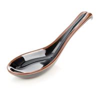 Japanese Black Tenmoku Glazed Ceramic Ramen & Soup Spoon - zen minded