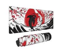Japanese Black White Yin Yang Koi Fish Kanagawa Wave Mouse Pad XL Extended Desk Mat, Non Slip Rubber Base Stitched Edge Gaming Pc Desktop Large Mice Pad,31.5 x 11.8 Inch
