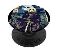 Japanese Block Print Samurai Panda Fuji Ukiyo-e Art Design PopSockets Adhesive PopGrip