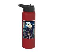 Japanese Block Print Samurai Panda Fuji Ukiyo-e Art Design Stainless Steel Insulated Water Bottle