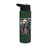 Japanese Block Print Samurai Raccoon Fuji Ukiyo-e Art Design Stainless Steel Insulated Water Bottle