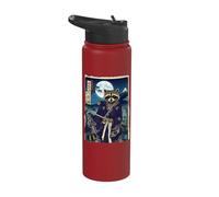 Japanese Block Print Samurai Raccoon Fuji Ukiyo-e Art Design Stainless Steel Insulated Water Bottle