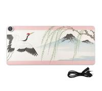 Japanese Blossom Crane Leather Computer Heated Mouse Pad 31.5 x 13 in Hand Warmer Desk Protector for Large Desk Writing Work