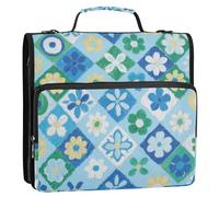Japanese Blue Cherry Blossom Flowers 1.5-Inch 3-Rings Sturdy Zipper Binder with Shoulder Strap & Handle Multi-Pocket Document Organizer Bag Suitable for Middle School Bolsa de cremallera