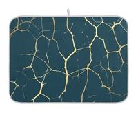 Japanese Blue Marble Golden Reusable Dish Drying mat 18x24 Rectangle Large Drying matt Kitchen Counter Decorative Home Decor Essentials