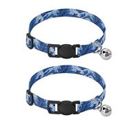 Japanese Blue Wave Ukiyo-e Collar For Puppy Adjustable Girl And Boy Collar 2 Packs