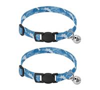 Japanese Blue Wave Ukiyo-e Small Dog Collar Quick Release Buckle Dog Collars For Males 2 Pcs