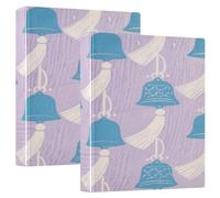 Japanese Blue Wind Bell 1.5 Inch Binders for School 3-Ringing with Interior Pockets 1/2 Pack Aesthetic Binder 200 Sheets