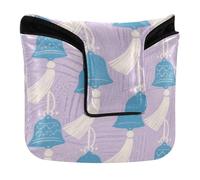 Japanese Blue Wind Bell Golf Mallet Putter Cover Magnetic Closure Putter Headcover for Mallets and Square Waterproof PU Leather