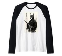 Japanese Brush Ink Bushido Warrior Sumi-e Doberman Pinscher Raglan Baseball Tee