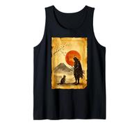 Japanese Bushido Zen Mountain Artistic Japan Samurai Cat Tank Top