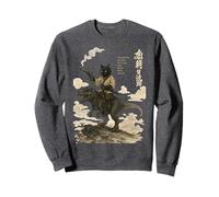 Japanese Calligraphy Cat Rides Dinosaur with Haiku Sweatshirt