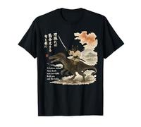 Japanese Calligraphy Cat Rides Dinosaur with Haiku T-Shirt