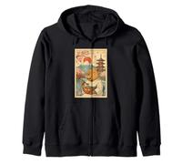 Japanese Capybara Eating Takoyaki Kimono Fuji Cherry Blossom Zip Hoodie