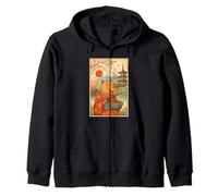 Japanese Capybara Eating Takoyaki Kimono Fuji Cherry Blossom Zip Hoodie