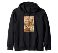 Japanese Capybara Eating Takoyaki Kimono Fuji Cherry Blossom Zip Hoodie