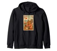 Japanese Capybara Eating Takoyaki Kimono Fuji Cherry Blossom Zip Hoodie